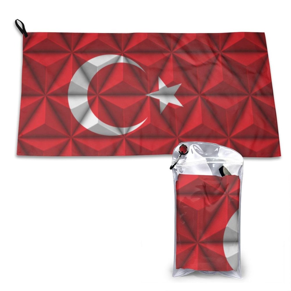 SIYTUAU Turkish Flag with Polygon Effect Towels for Bathroom 16x31.5 in Ultra Soft Quick Drying Bath Towels Hand Towels Camping Fitness Beach Towel