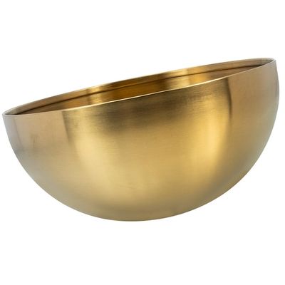 Amosfun Salad Bowl Food Grade Bowl Mixing Serving Bowl Stainless Steel Noodle Bowl Deeper Edge for Salads Soup Rice Cereal Golden