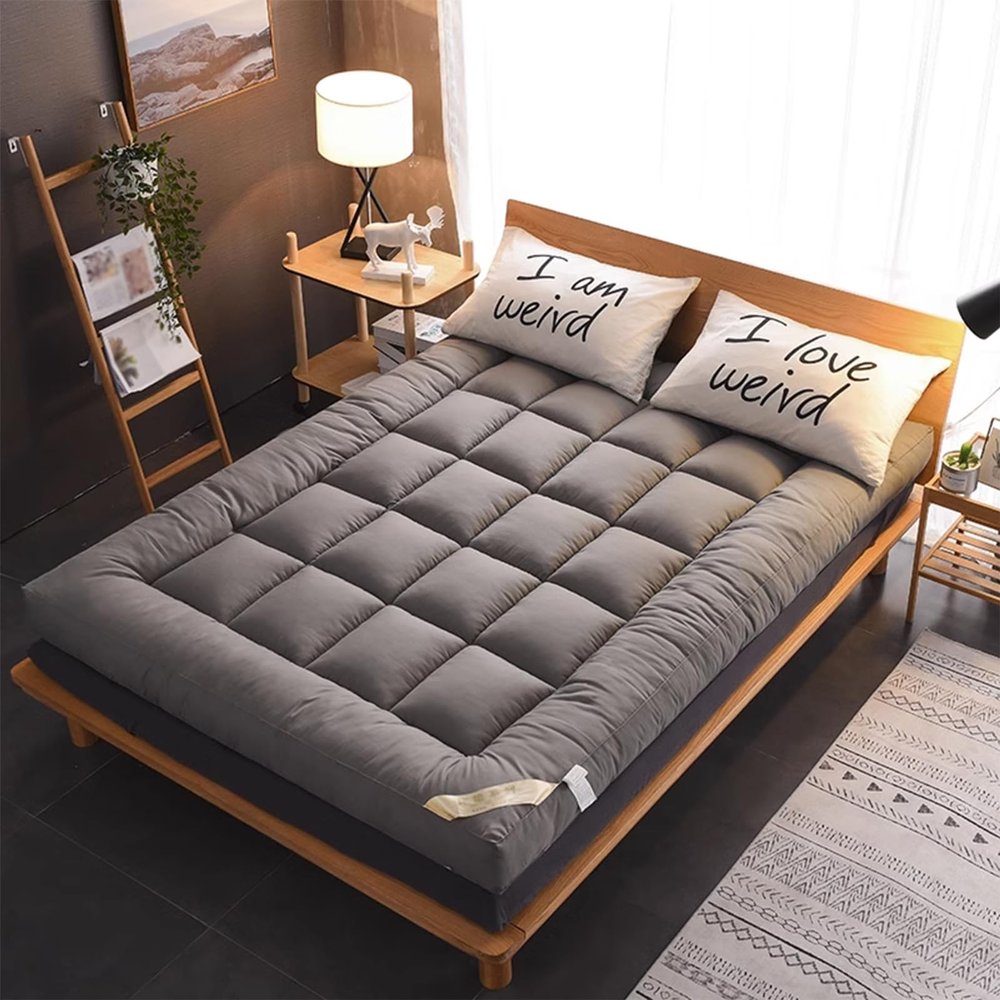 HomeLoft Basics Futon Mattress Full Size, Japanese Mat Sleeping Pad for Mattresses Twin Full Queen King Size Bed, with Non Slip Straps, Roll Up Folding Soft, 100*200cm