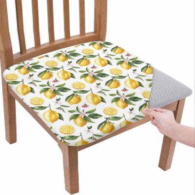 6 Packs Lemon Seat Covers for Dining Chairs,Stretch Fitted Chair Seat Protectors Decorative Office Computer Desk Chair Cushion Removable Slipcovers,Spring Summer Tropical Floral Yellow Green Fruit