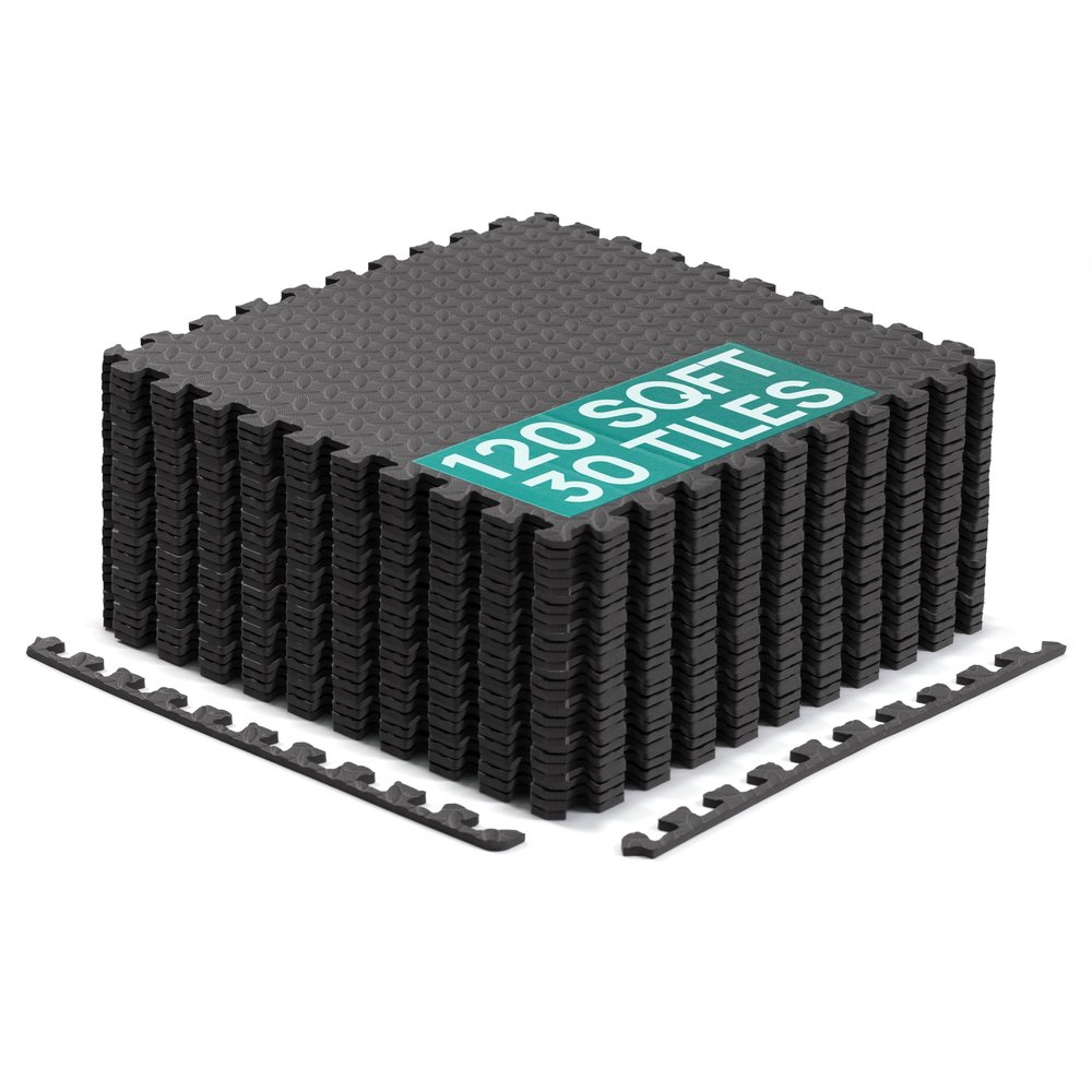 Foam - EVA Foam Interlocking Mats - Black - 3/4" Thick, 120 Square Feet