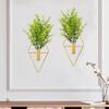Yorkmills Green Artificial Eucalyptus Plant Wall Decor in Diamond Hanging Vase Set of 2, Gold Metal Wall Planter Decorations Fake Plant Home Wall Decor for Living Room, Dining Room, Bedroom, Bathroom view 1