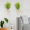 Yorkmills Green Artificial Eucalyptus Plant Wall Decor in Diamond Hanging Vase Set of 2, Gold Metal Wall Planter Decorations Fake Plant Home Wall Decor for Living Room, Dining Room, Bedroom, Bathroom view 2