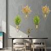 Yorkmills Green Artificial Eucalyptus Plant Wall Decor in Diamond Hanging Vase Set of 2, Gold Metal Wall Planter Decorations Fake Plant Home Wall Decor for Living Room, Dining Room, Bedroom, Bathroom view 4