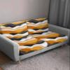 Abstract Orange Stretch Couch Sofa Cushion Covers,Sectional/Individual/L/T Shape Sofa Couch Slipcover Furniture Slip Cover with Elastic Bottom,Ombre Geometric Black White Coastal Waves M Size 1-PC view 3