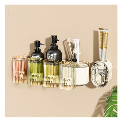 Tooth Cup Toothbrush Shelf Rack Tooth Brushing Cup Wall Hanging Family Mouthwash Cup Toothware Hanging Rack Free Punch Washing Table