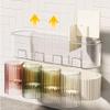 Tooth Cup Toothbrush Shelf Rack Tooth Brushing Cup Wall Hanging Family Mouthwash Cup Toothware Hanging Rack Free Punch Washing Table view 4