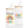 30th Birthday Gifts for Women, Rainbow Gifts, Best Gifts for 30 Year Old Women, 30th Birthday Gift Ideas, 30 Year Old Birthday Frosted Glass With Bamboo Lid And Straw, 1994 Vintage 16 Oz Tumbler view 1