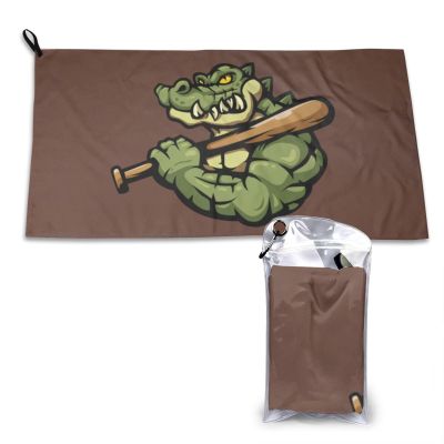 SIYTUAU Alligator with a Baseball Bat Towels for Bathroom 16x31.5 in Ultra Soft Quick Drying Bath Towels Hand Towels Camping Fitness Beach Towel
