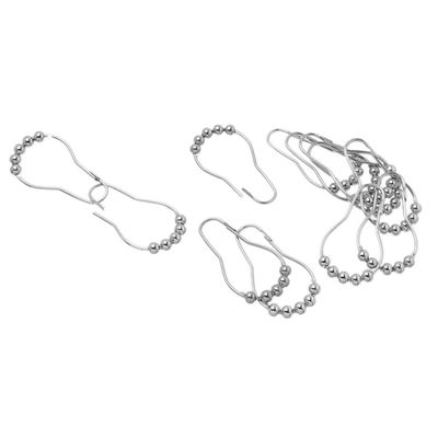 Amosfun Unique Cucurbit Shaped Shower Curtain Hooks 16pcs Metal Shower Curtain Rings Roller Balls for Easy Hanging