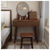 32x16x30 Inch Dressing Table, Wooden Makeup Table with Oval Mirror and Lights, Bedroom Vanity Desk with 4 Drawers and Stool (Color : Walnut 1) view 1