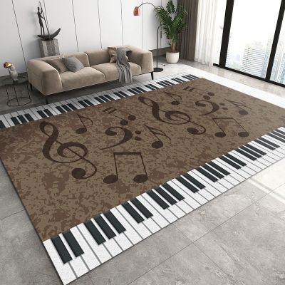 GIRTFU 8x10 Large Area Rugs Retro Music Note Lovers Rugs for Living Room, Musical Piano Keys Nursery Rug with Under Rug Non Slip Tape for Bedroom Kids Room