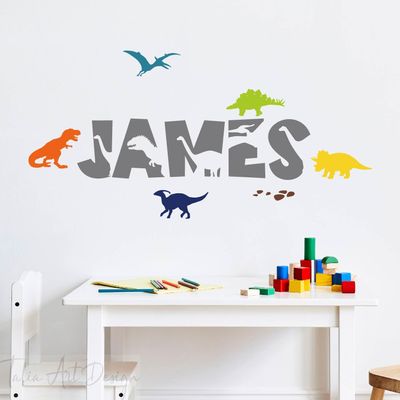 Custom Name Wall Decals,Dinosuar Wall Sticker,Peel And Stick Wall Decals for Nursery and Kids Room