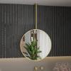 Bathroom Mirror,Ceiling Hanging Round Mirror, Floating Vanity Mirror Modern Creative Decorative Mirror - with Metal Framed and Boom - Customizable Hanging Rod Mirror view 1