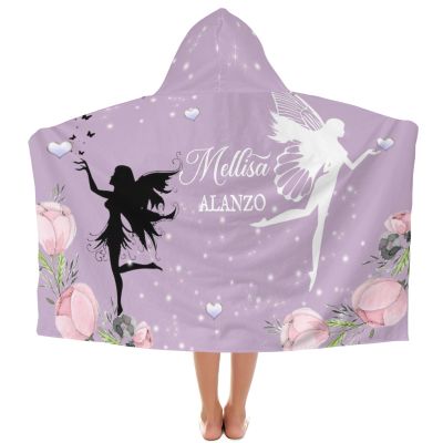 Eiis Unidesign Hooded Towels for Kids 3-10 YrsCute Fairy Silhouettes Pink Flowers Kids Bath Towels Hooded Beach Towel Wrap Bathrobe Blanket Boys Gift for Shower