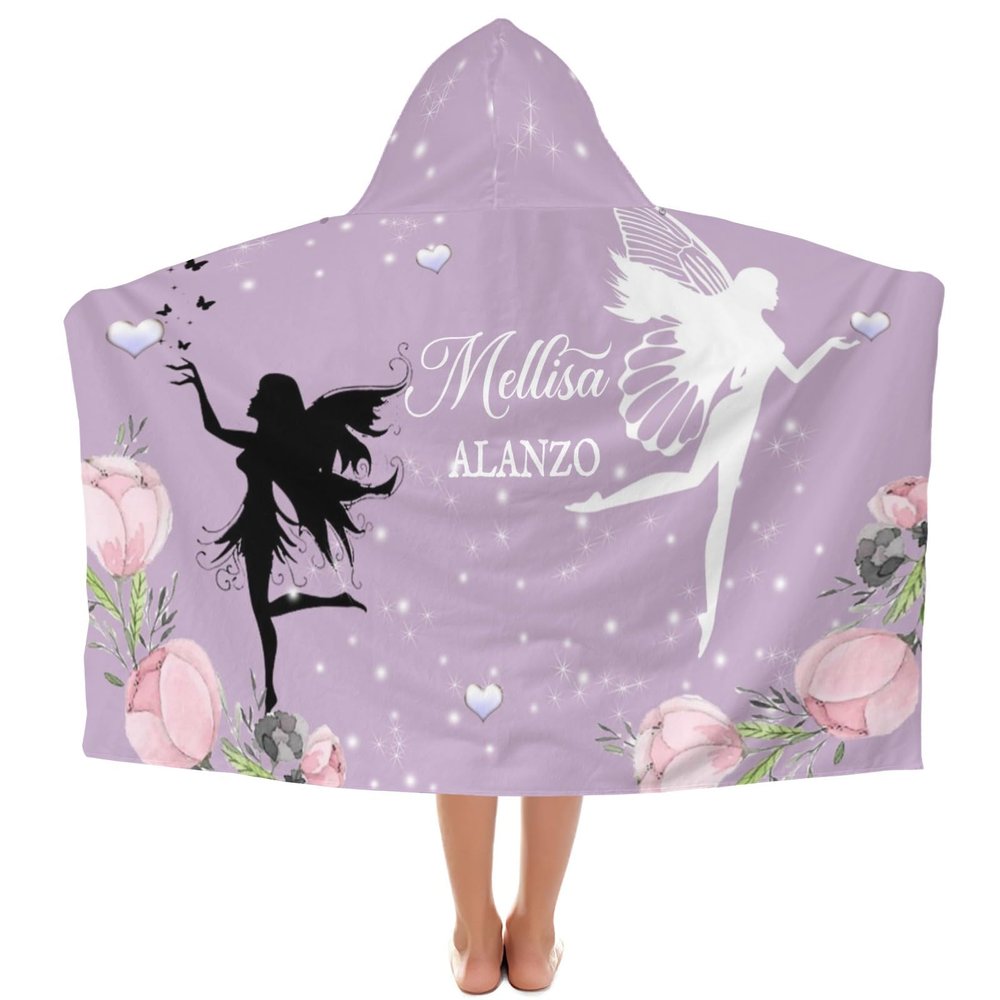 Eiis Unidesign Hooded Towels for Kids 3-10 YrsCute Fairy Silhouettes Pink Flowers Kids Bath Towels Hooded Beach Towel Wrap Bathrobe Blanket Boys Gift for Shower