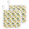 2 Packs Lemon Pot Holders Sets for Kitchen Oven Pan Plate Bowl Pads Heat Proof Mat with Hanging Loop Thick Terry Cloth Potholders For Cooking Baking Spring Summer Tropical Floral Yellow Green Fruit view 1