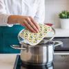2 Packs Lemon Pot Holders Sets for Kitchen Oven Pan Plate Bowl Pads Heat Proof Mat with Hanging Loop Thick Terry Cloth Potholders For Cooking Baking Spring Summer Tropical Floral Yellow Green Fruit view 4