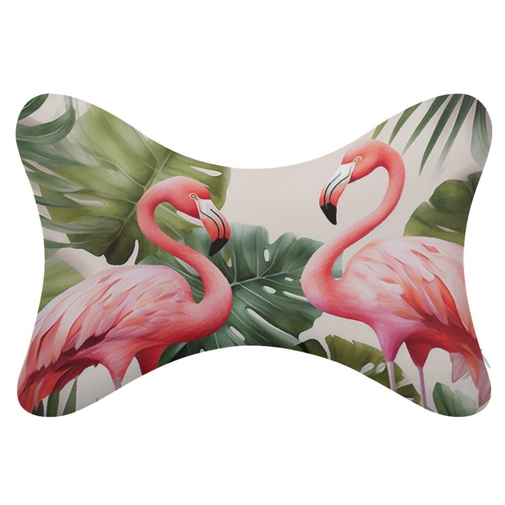 NONHAI 2 Pack Car Neck Pillow Flamingo Palm Trees Leaf Car Headrest Pillow Memory Foam Car Pillow Breathable Removable Cover Universal Headrest Pillow for Travel Car Seat Driving & Home