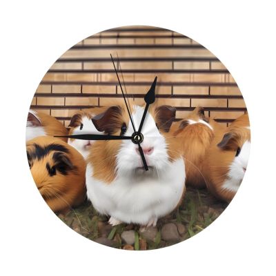 Guinea Pigs Print Design Wall Clock Non Ticking Clock 10 Inch Round Clocks Home Decor for Office Kitchen Clock Art