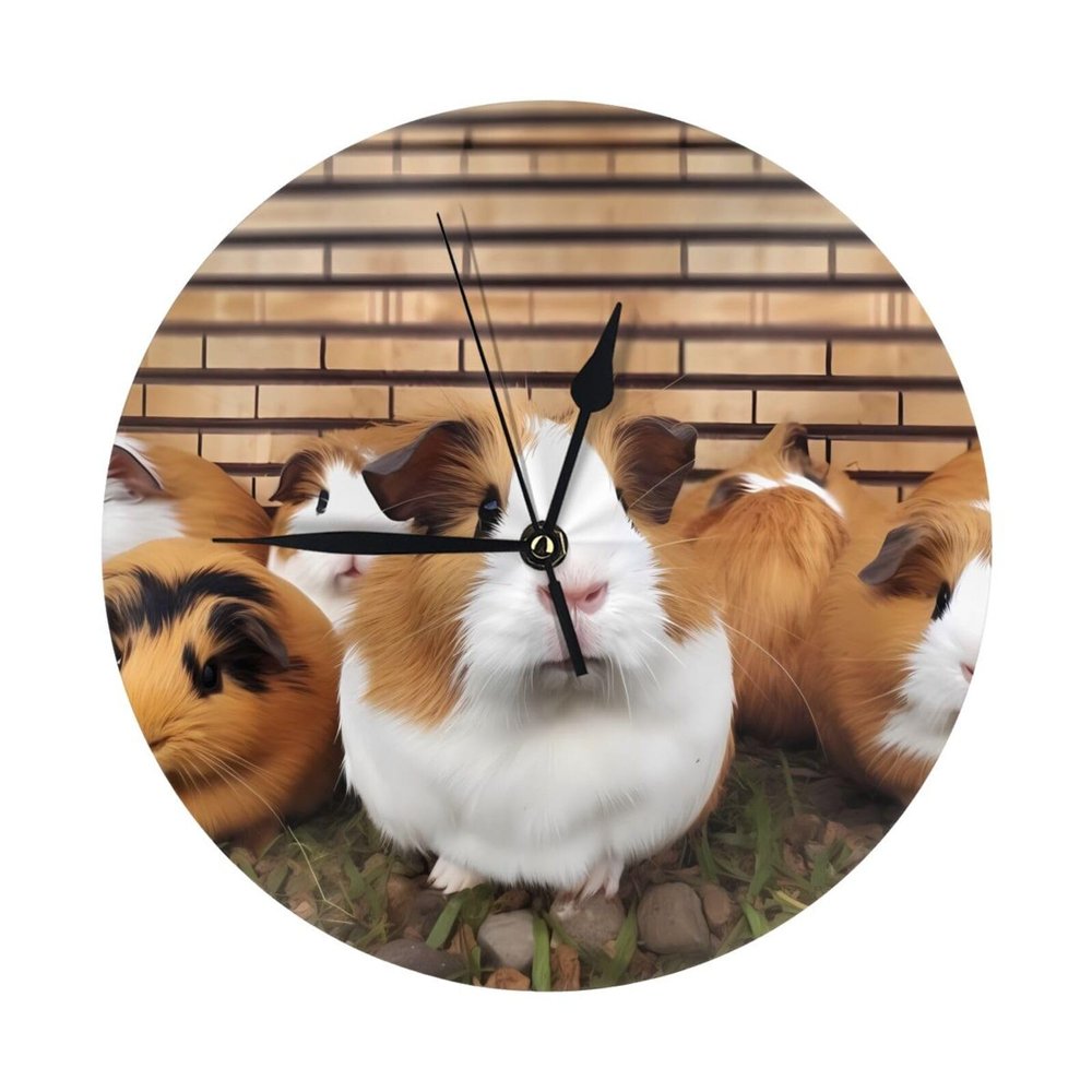 Guinea Pigs Print Design Wall Clock Non Ticking Clock 10 Inch Round Clocks Home Decor for Office Kitchen Clock Art