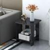 KWOKING Wooden Side Table One Shelf End Table with Four Legs Small Coffee Table Mini Small Apartment Living Room Sofa Side Table Corner Table Bedside Table Black Round Corner 20" L x 20" W x 20.5" H view 1