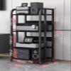 Floor Stereo Racks And Stands On Wheels- 79/100cm Tall, Home Stereo Rack Component System Audio Video Equipment Holder With Wooden Height-Adjustable Shelf, Metal Frame ( Color : Black-#1 , Size : 4 la view 2