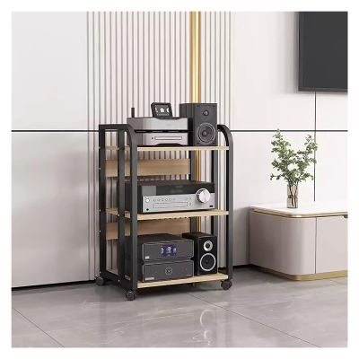 JYHHCYS 3/4/5 -Tier AV Media Stand Stereo Cabinet Video Component Rack Holder, Modern Multifunctional Electronics Equipment Shelf Tower for DVD Player/Amplifier (Color : Black-#1, Size : 3 Layer)