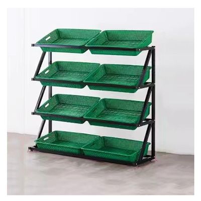 4/5 Tier Market Shelf, Supermarket Fruit and Vegetable Display Shelf Kitchen Potato Chip Food Storage Holder for Beverages/Breads Fruit Vegetables (Color : Green, Size : 120x35x120cm)
