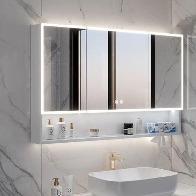 Smart medicine cabinet with LED lights and mirror,bathroom mirror with storage anti fog,vanity with mirror with Touch Switch,Aluminum Wall Mounted medicine cabinetPaper towel slot ( Color : White , S
