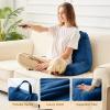 Sasttie Reading Pillow, Velvet Back Pillow for Bed Sitting Up, Adult Back-Rest Support Cushion with Arms for Sit Up on Couch, Sofa, and Floor, Dorm Essentials, Reading Accessories, Navy view 3
