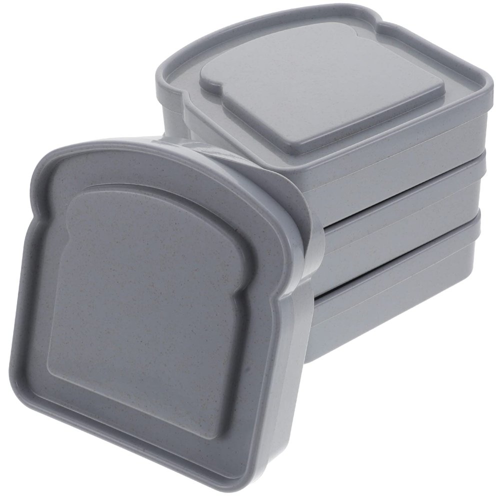 Ciieeo 4pcs Portable Sandwich Containers Airtight Lunch Boxes with Lids Microwave Safe Bread Storage Box for Camping Easy to Store Food Organizer