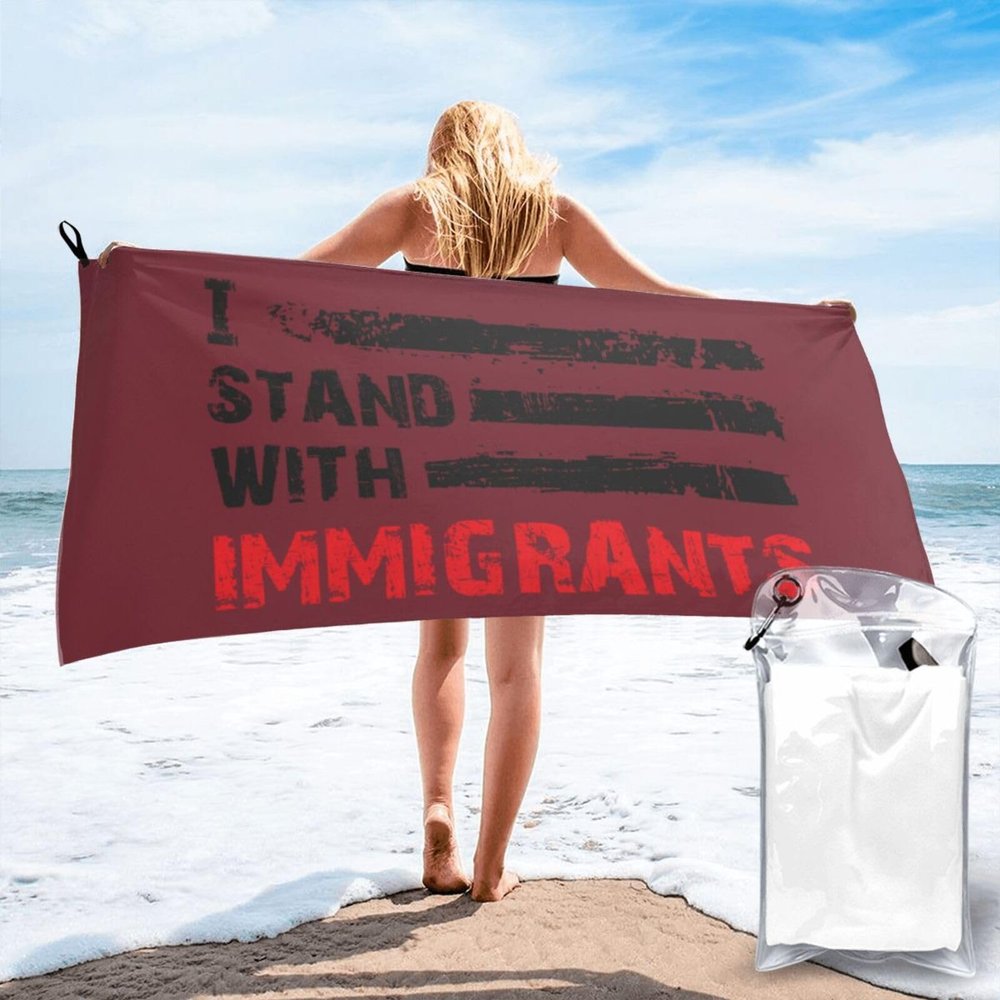 SIYTUAU I Stand with Immigrants Bath Towels 27.5"x55" Inch Super Soft Quick Dry Bath Towel Travel Gym Beach Towel Picnic Yoga Blankets