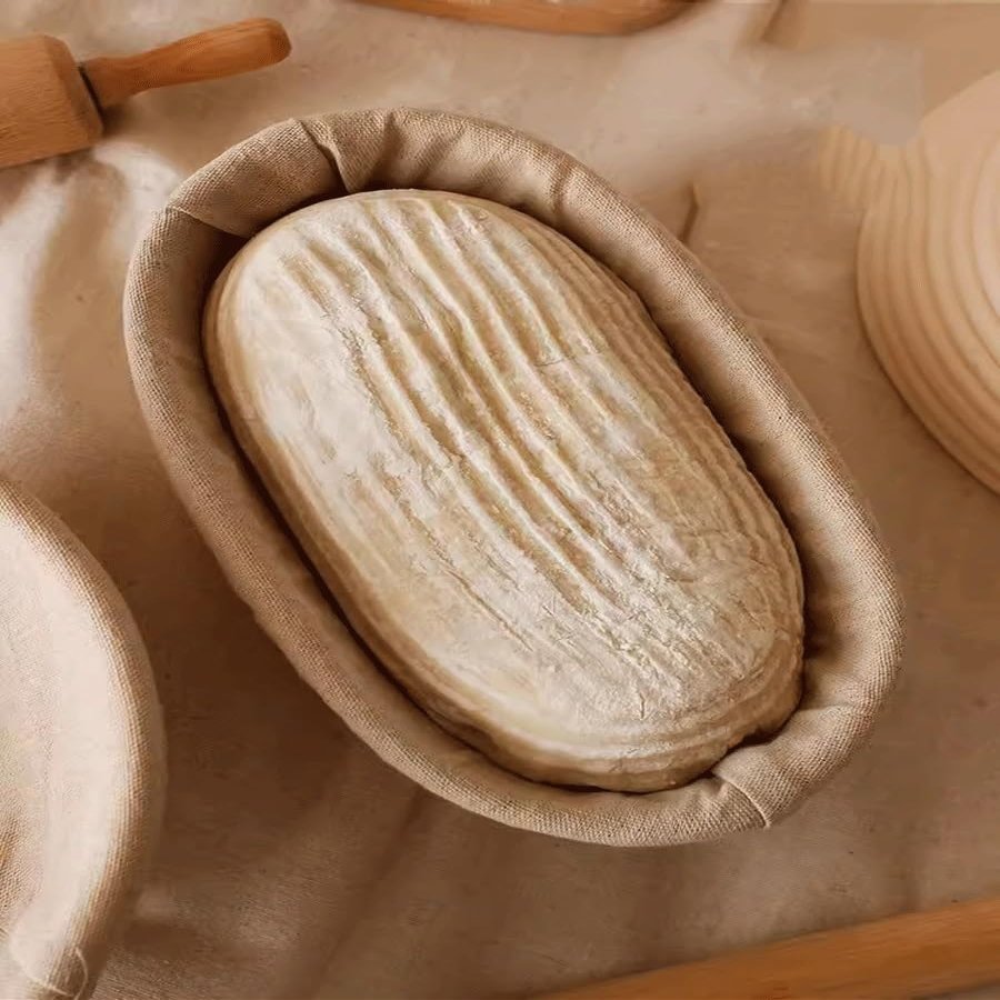 Bread Proofing Basket With Linen Cloth Liner Oval Banneton Brotform Bake Bread Dough Round Oval 100% Natural Rattan Banneton Proofing Basket (Size : Oval 25cm)