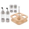 Stainless Steel Seasoning Bottle Set, Glass Bottles with Rack for Kitchen view 1