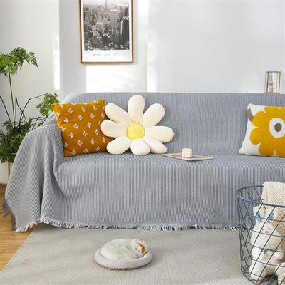 UEAUY Cotton Linen Couch Cover Modern Style Sofa Slipcovers Thick Washable Sofa Covers Protector Grey 71" x 91"
