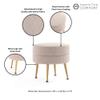Manhattan Comfort Bailey Mid-Century Modern Round Ottoman - Durable Woven Polyester Blend Upholstery, Stylish Gold Stainless Steel Legs - Easy Assembly, Perfect for Living Room, Oatmeal with Gold Feet view 4