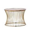 HomeLoft Basics Boho Glam Gold Iron and Wood Round Coffee Table, 25.2*18.5*25.2 inch view 1