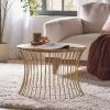 HomeLoft Basics Boho Glam Gold Iron and Wood Round Coffee Table, 25.2*18.5*25.2 inch view 2