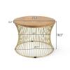 HomeLoft Basics Boho Glam Gold Iron and Wood Round Coffee Table, 25.2*18.5*25.2 inch view 3