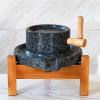 ARTSZY Small Stone Mill with Wooden Frame, Retro Hand Crank Grains Mill Coffee Mill for Capsicum Peanuts Spice Sesame Seeds, Household Natural Granite Mill Grinder(Medium) view 1