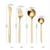 IFAJOOR Flatware Silverware Set, 4/16/24/32/40/48 Pieces Green Gold Portuguese Stainless Steel Cutlery Set Home Creative Steak Knife, Fork And Spoon Gift Set, Tableware Cutlery Set (Color : White Go view 2