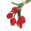 5Pcs/Set Fake Flower Decor Simulated Easy to Care Faux Leather Long Stem Soft Artificial Tulip Wedding Supplies Artificial Flower view 2