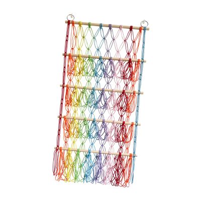 Stuffed Animal Toy Net Hammock Wall Hanging Organizer Bathroom Nursery Children Plush Toy Storage Boho Macrame for Books Ball, Multicolor, 105cmx52cm