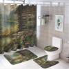 FBMLBRB Brebasf Vintage Cabin Mallard Duck 4 Pieces Shower Curtain Set, Abstract Spring Forest Animals Cute Animal Ducks Non-Slip Rugs Toilet Lid Cover Bath Mat and Bathroom Curtain view 1