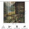 FBMLBRB Brebasf Vintage Cabin Mallard Duck 4 Pieces Shower Curtain Set, Abstract Spring Forest Animals Cute Animal Ducks Non-Slip Rugs Toilet Lid Cover Bath Mat and Bathroom Curtain view 2