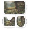 FBMLBRB Brebasf Vintage Cabin Mallard Duck 4 Pieces Shower Curtain Set, Abstract Spring Forest Animals Cute Animal Ducks Non-Slip Rugs Toilet Lid Cover Bath Mat and Bathroom Curtain view 3