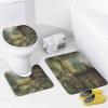 FBMLBRB Brebasf Vintage Cabin Mallard Duck 4 Pieces Shower Curtain Set, Abstract Spring Forest Animals Cute Animal Ducks Non-Slip Rugs Toilet Lid Cover Bath Mat and Bathroom Curtain view 4