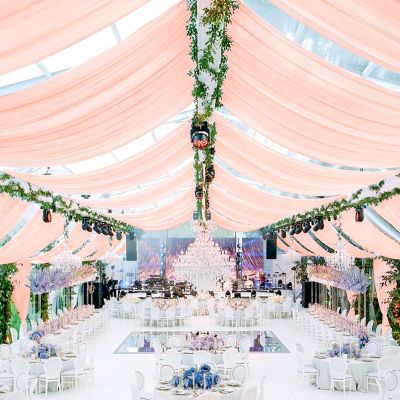 6 Panels Blush Pink Ceiling Drapes for Wedding Ceiling Drapes 5ftx30ft Wedding Arch Draping Fabric Sheer Curtains Voile Chiffon Drapery Draping Wedding Ceiling Decorations for Party Ceremony Stage