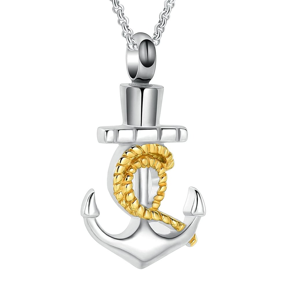 QGJNSGC Cremation Jewelry for Ashes Anchor Urn Necklace Stainless Steel Memorial Ashes Hold Keepsake Urn Pendant for Women Men